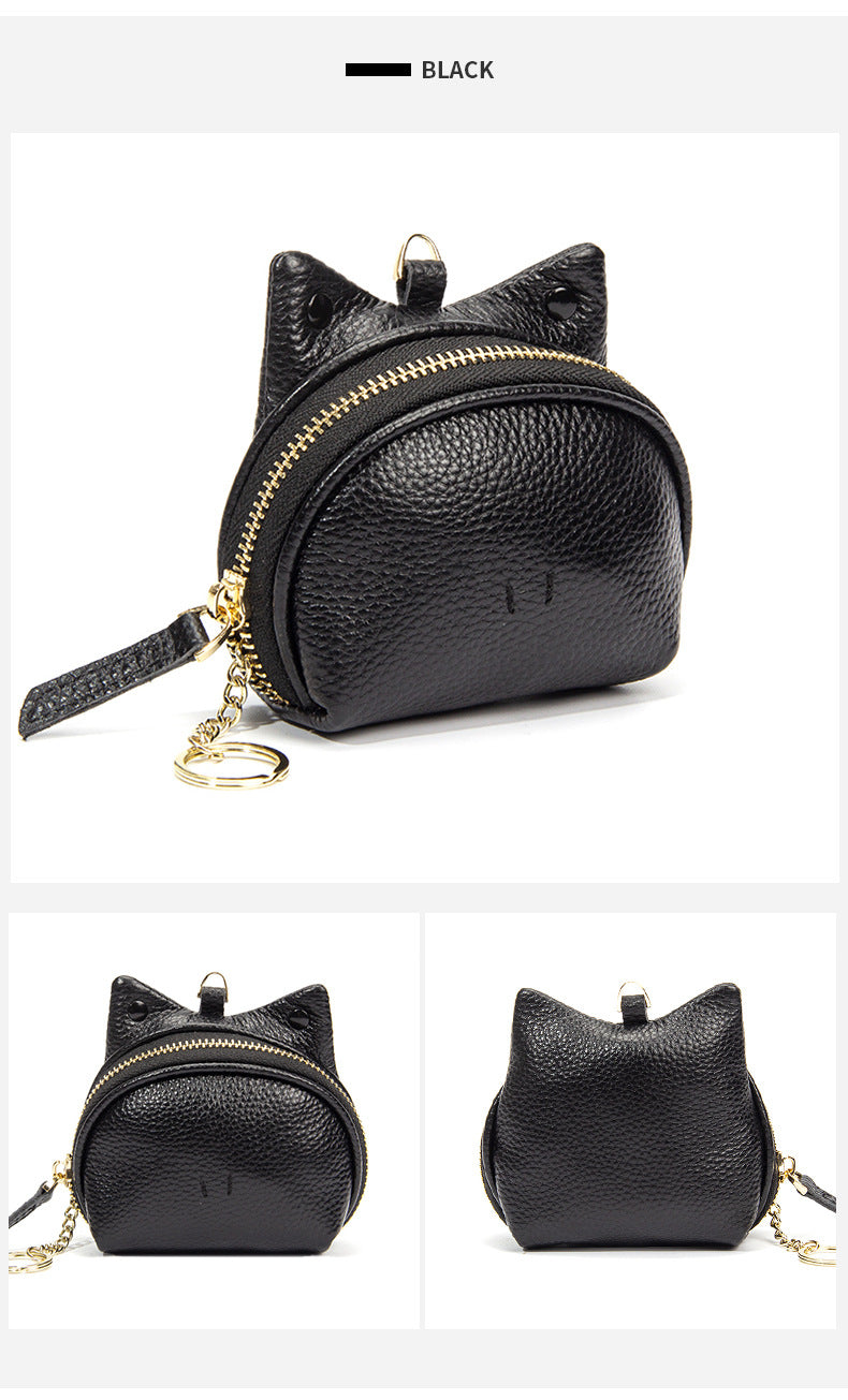 Black Leather Frog Design Coin Purse - Cute Cartoon Mini Wallet Pouch for Keys & Coins with Keyring 5