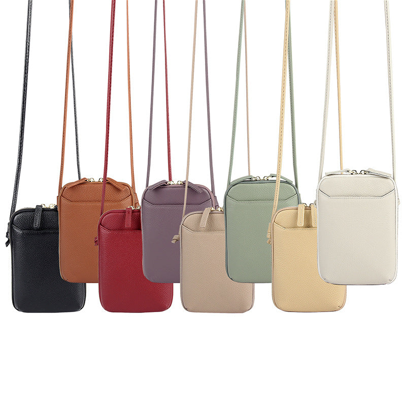 Black Premium Leather Mini Crossbody Phone Bag - Stylish Multi-Pocket Organizer for Women 3