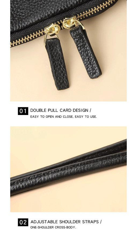 Black Premium Leather Mini Crossbody Phone Bag - Stylish Multi-Pocket Organizer for Women 6