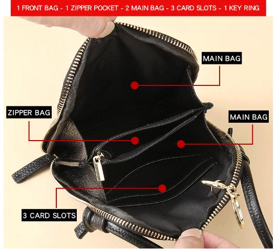Beige Premium Leather Mini Crossbody Phone Bag - Stylish Multi-Pocket Organizer for Women 4