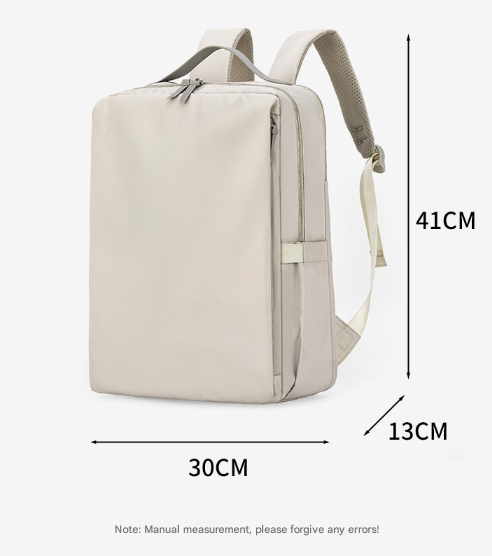Beige Slim Minimalist Laptop Backpack - Shockproof & Anti-Theft Design, Travel-Friendly with Luggage Strap, Water-Resistant 3