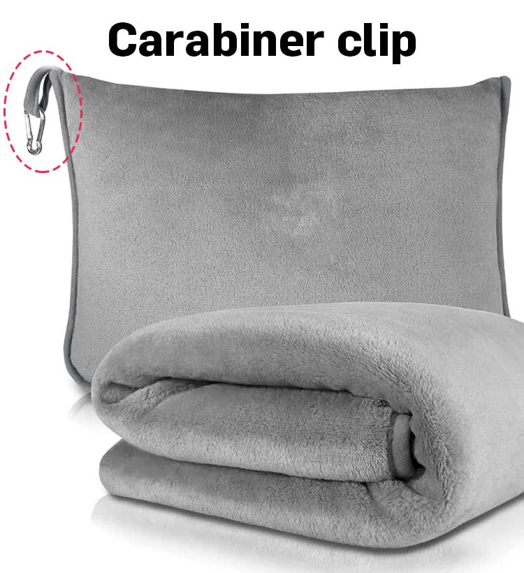 Pink 2-in-1 Plush Travel Blanket & Pillow Set - Soft Flannel with Luggage Strap & Carabiner (50x60in) 5