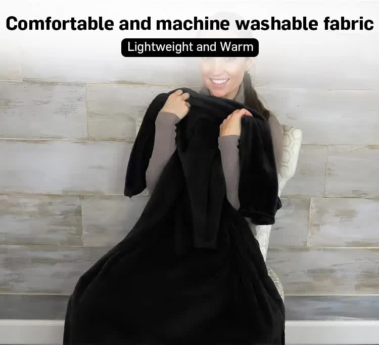 Dark Blue 2-in-1 Plush Travel Blanket & Pillow Set - Soft Flannel with Luggage Strap & Carabiner (50x60in) 3