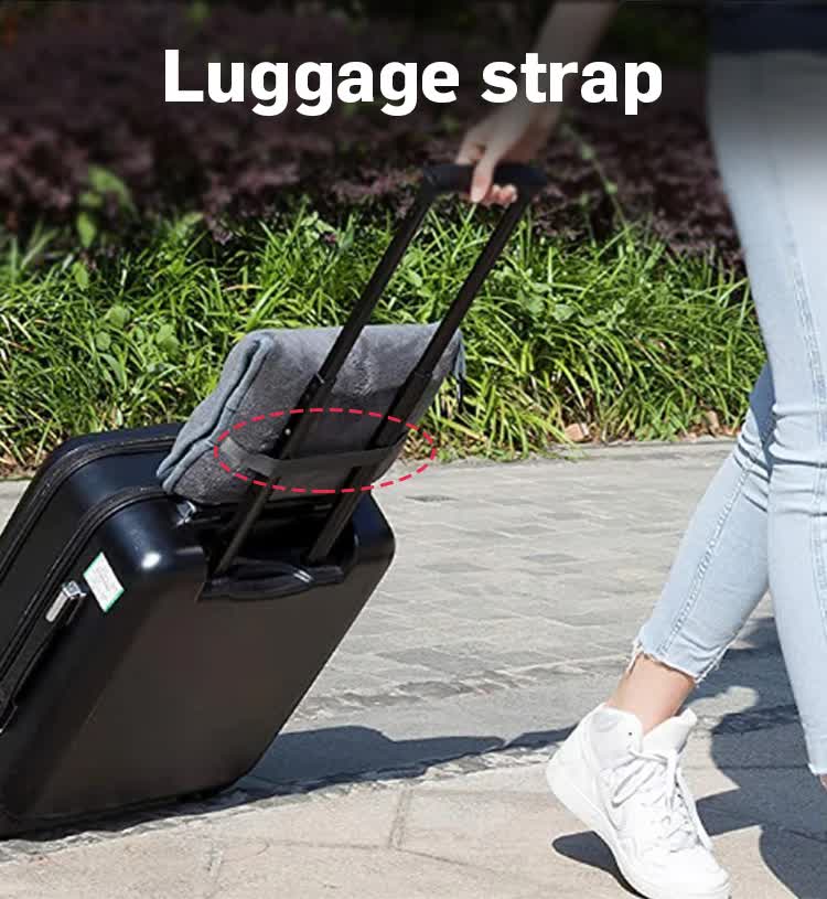 Black 2-in-1 Plush Travel Blanket & Pillow Set - Soft Flannel with Luggage Strap & Carabiner (50x60in) 4