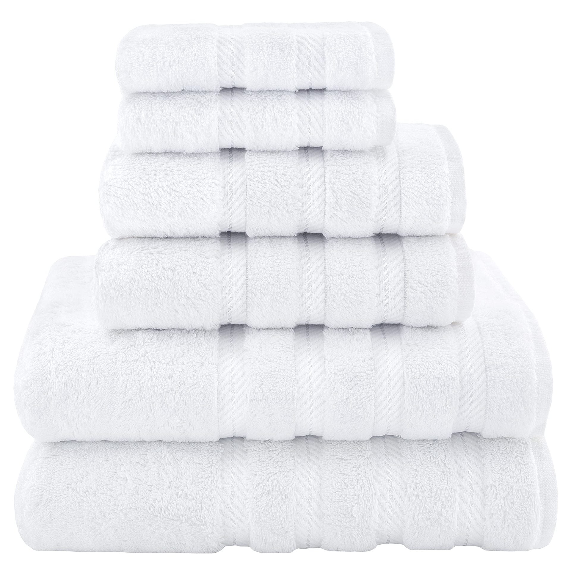 White Luxury 6-Piece Combed Cotton Towel Bale Set - Ultra Soft & Absorbent Bath, Hand, Face Towels