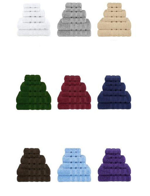 Grey Luxury 6-Piece Combed Cotton Towel Bale Set - Ultra Soft & Absorbent Bath, Hand, Face Towels