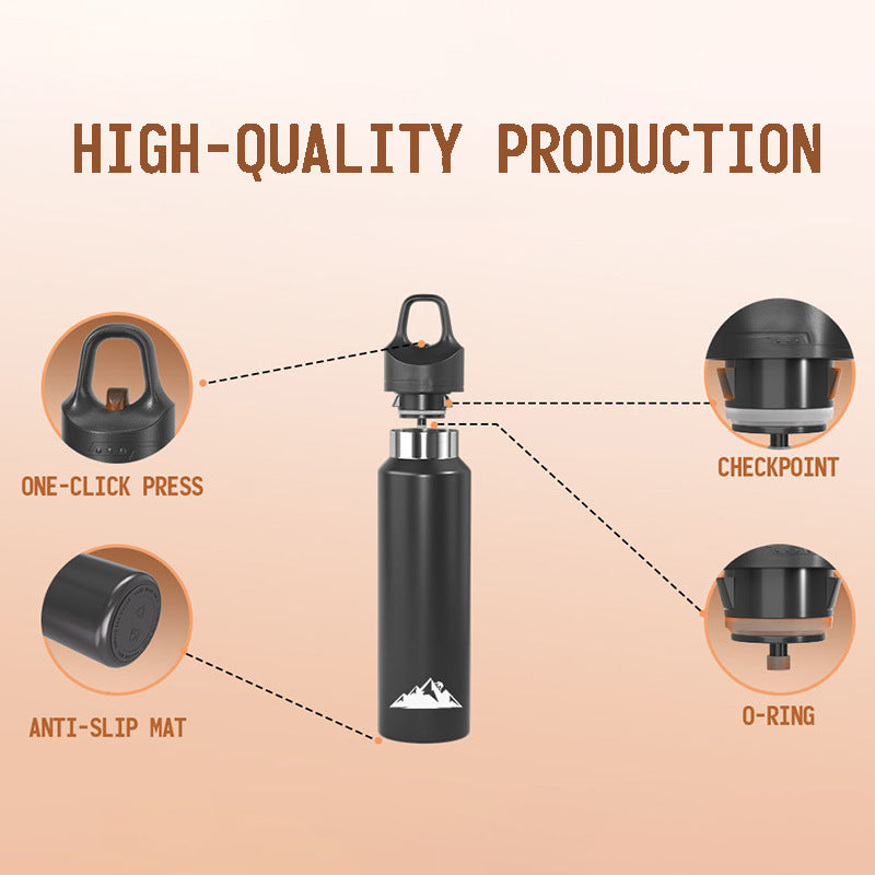 Yellow 480ml Insulated Stainless Steel Water Bottle - Leakproof One-Click Lid Thermal Flask for Hot & Cold Drinks 3