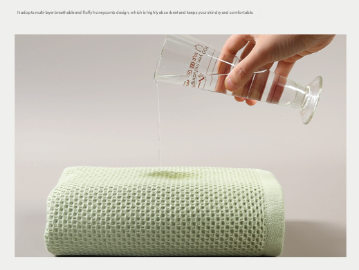 Green Premium 3-Piece Waffle Weave Cotton Towel Set - Lightweight, Quick-Dry & Absorbent - Bath, Hand, Face Cloth 6