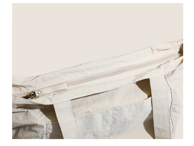 Beige Chic Lightweight Canvas Blend Tote Bag - Stylish Large Capacity Shoulder Bag for Women, Perfect for Commute & Daily Use 4