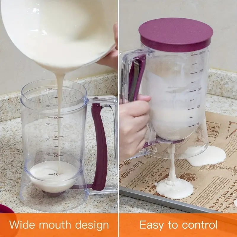 Purple Precision Batter Dispenser with Measurement Marks - 900ml Easy Pour for Pancakes, Cupcakes & Waffles 4