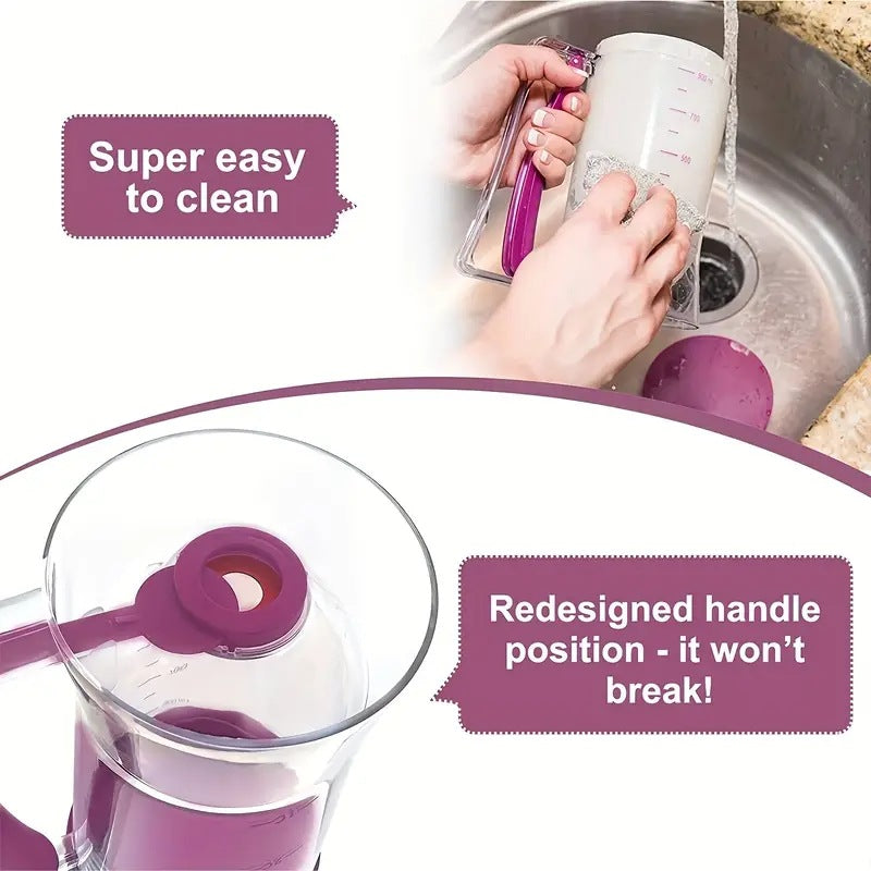 Red Precision Batter Dispenser with Measurement Marks - 900ml Easy Pour for Pancakes, Cupcakes & Waffles 3
