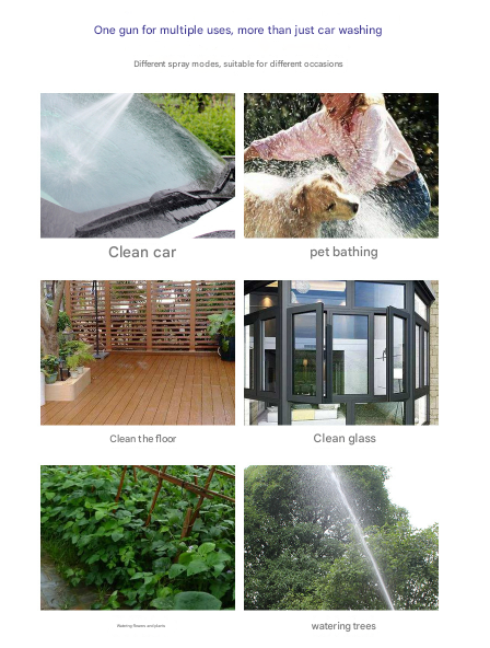 Black and Grey Heavy Duty Long Wand Garden Hose Nozzle - High Pressure Water Spray Gun with Adjustable Patterns for Car Wash, Plants & Cleaning 5