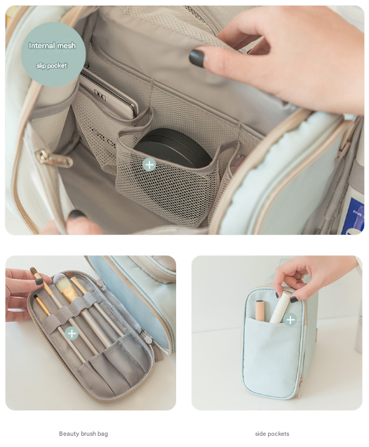 Light Blue Large Capacity Hanging Travel Toiletry Bag - Portable Waterproof Organizer for Cosmetics, Makeup & Toiletries with Multiple Compartments 5