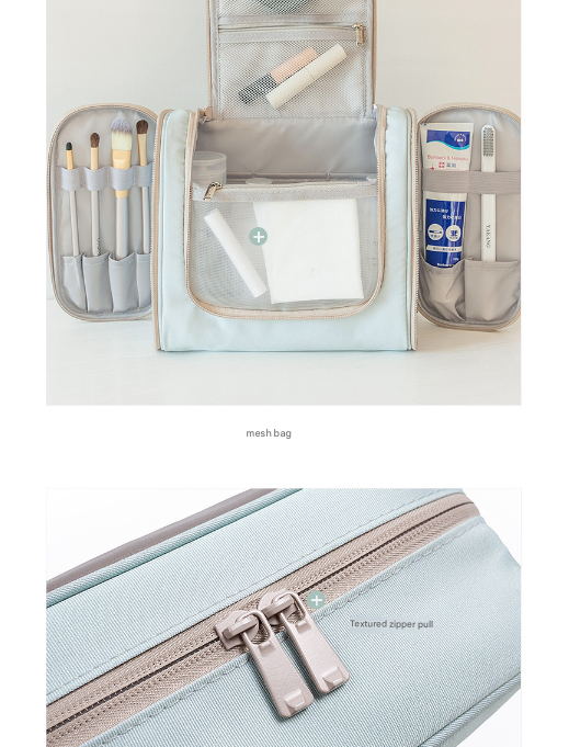 Light Blue Large Capacity Hanging Travel Toiletry Bag - Portable Waterproof Organizer for Cosmetics, Makeup & Toiletries with Multiple Compartments 6