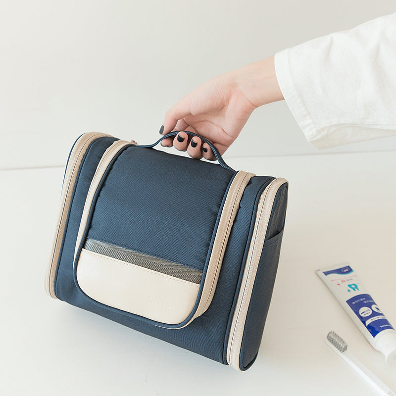 Dark Blue Large Capacity Hanging Travel Toiletry Bag - Portable Waterproof Organizer for Cosmetics, Makeup & Toiletries with Multiple Compartments