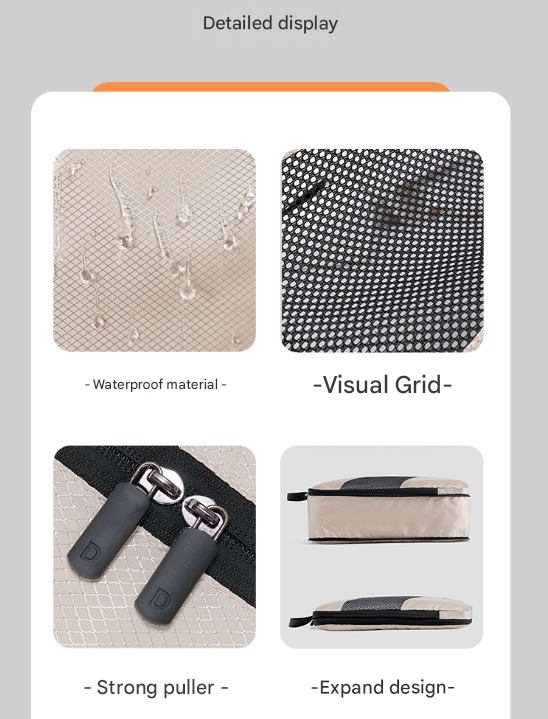 Black Premium 6-Piece Compression Packing Cubes Set - Lightweight Polyester Travel Organizers for Luggage, Includes Shoe Bag & Toiletry Pouch 6