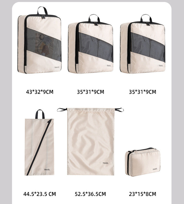 Grey and Black Premium 6-Piece Compression Packing Cubes Set - Lightweight Polyester Travel Organizers for Luggage, Includes Shoe Bag & Toiletry Pouch 4