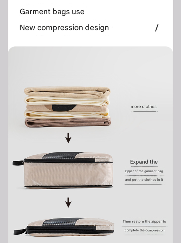 Grey and Black Premium 6-Piece Compression Packing Cubes Set - Lightweight Polyester Travel Organizers for Luggage, Includes Shoe Bag & Toiletry Pouch 5