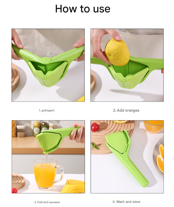 3 Pcs Green Easy-Squeeze Manual Citrus Juicer - Durable Lemon & Orange Squeezer with Pour Spout, Food-Grade PP 7