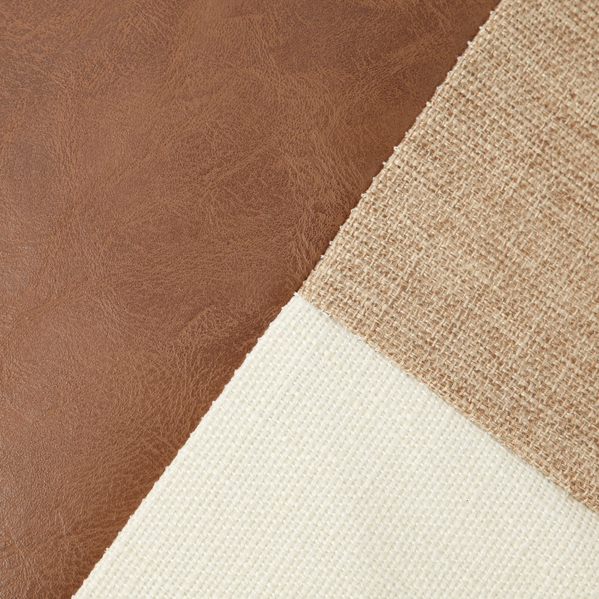 Khaki and Gray Modern Geometric Faux Leather & Cotton-Linen Cushion Covers - Set of 2, 45x45cm Decorative Pillowcases for Sofa & Car 3