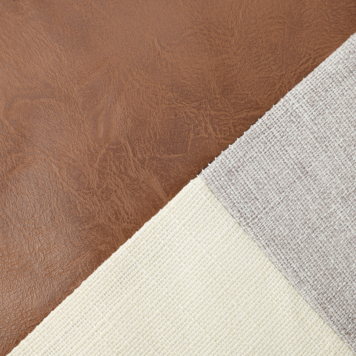 Khaki and Gray Modern Geometric Faux Leather & Cotton-Linen Cushion Covers - Set of 2, 45x45cm Decorative Pillowcases for Sofa & Car 4