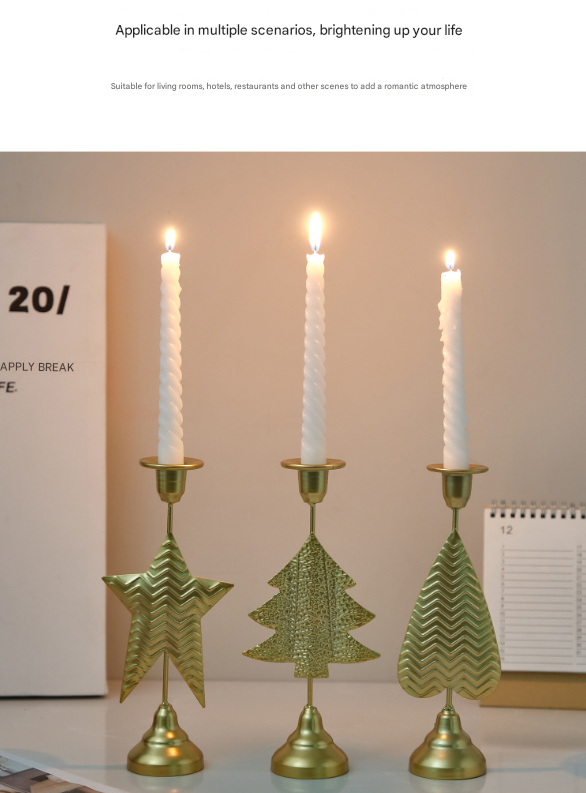 Grey Elegant Star Metal Candlestick Holder - Decorative Taper Candle Stand for Home, Tabletop & Special Occasions 3