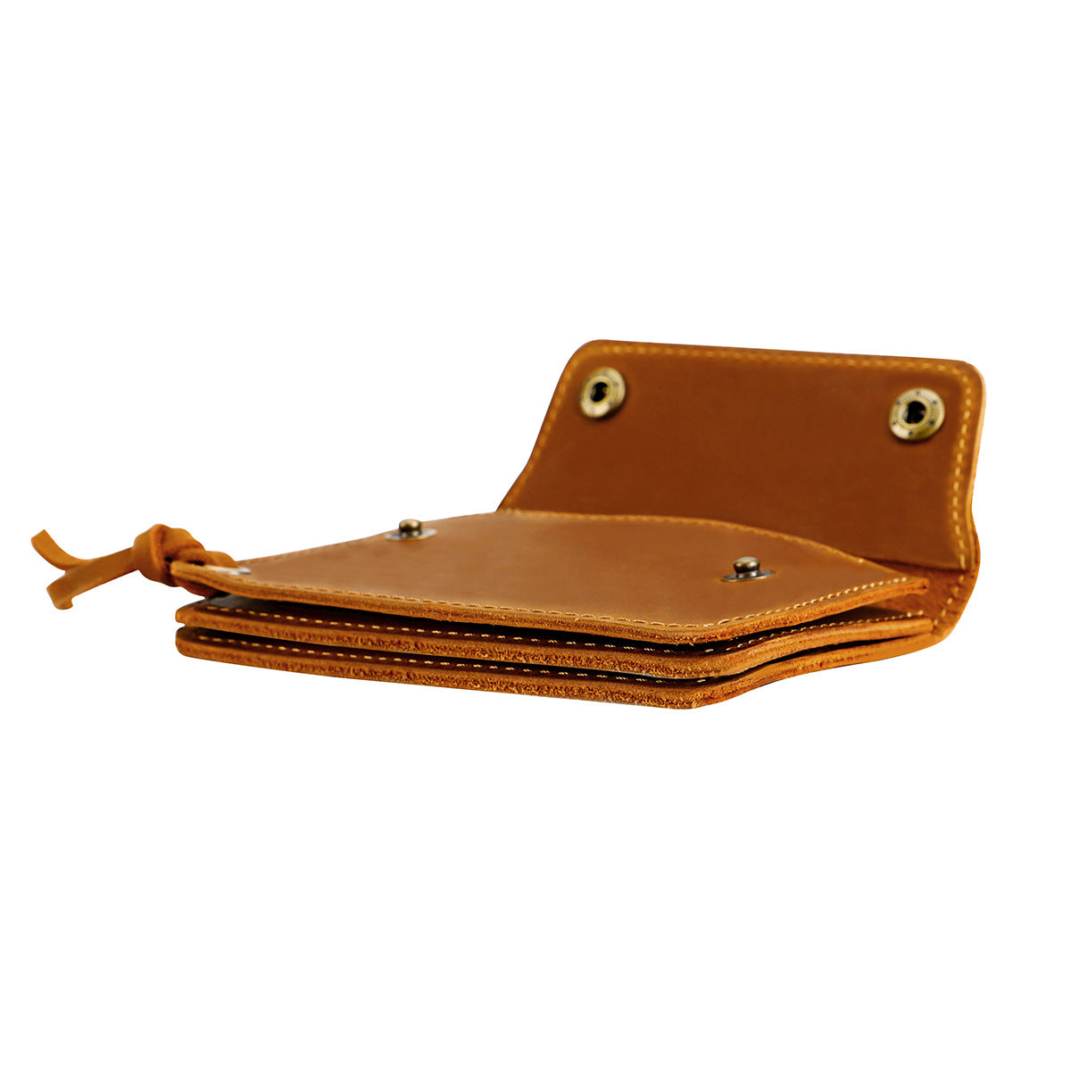 Blue Vintage Handmade Crazy Horse Leather Wallet - Compact Card Holder & Zippered Coin Purse with Snap Closure 4