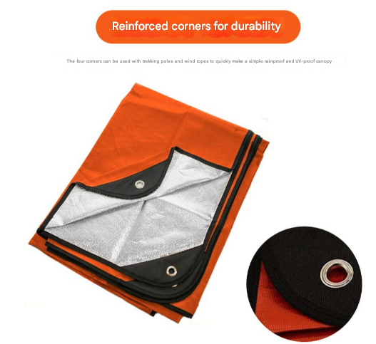 Heavy Duty PE Emergency Survival Blanket - Waterproof Thermal Reflective Tarp (Orange/Silver) 3