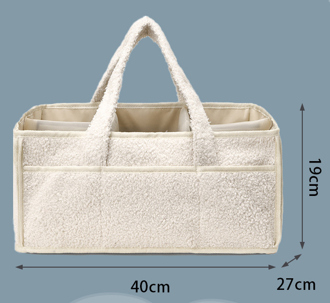 Green Large Plush Nappy Caddy Organizer - Portable Diaper Storage Bin & Nursery Tote Bag 3