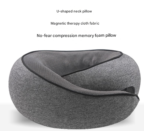 Light Grey Ergonomic Memory Foam Travel Neck Pillow - U-Shaped Support for Naps & Journeys