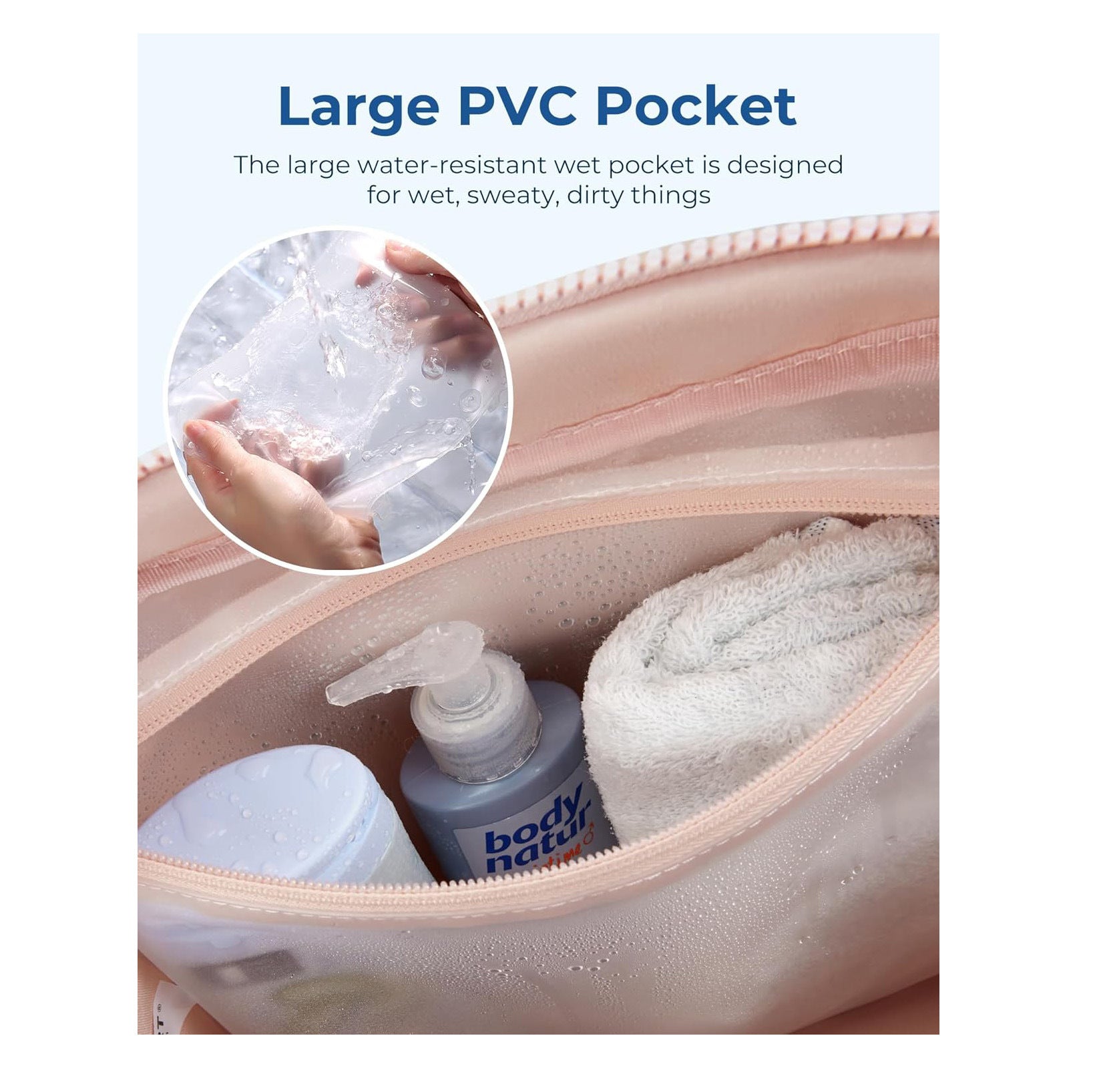 White Large Capacity Quilted Travel Tote Bag - Waterproof Gym Duffel with Wet Pocket (42x19x30cm) 4