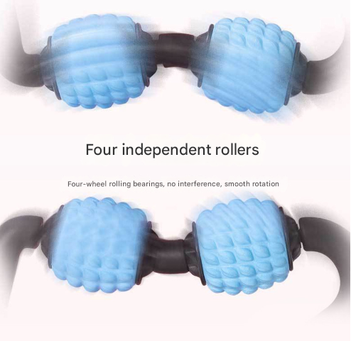 Blue Set of 2 Foam Roller Ring Leg Massagers with 2 Resistance Bands - Muscle Relief Kit 3