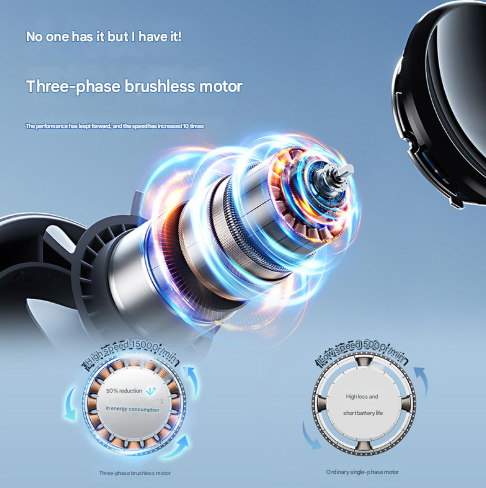 Grey Mini Bladeless Handheld Fan - USB Rechargeable, Quiet Portable Desk Fan 3