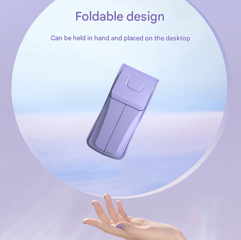 Pink Creative Dual-Head Folding Handheld Fan - USB Rechargeable, 3-Speed Strong Wind, 10.5x4.5x4cm 3