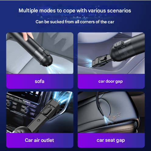 Black Versatile 2-in-1 Cordless Handheld Vacuum Cleaner & Blower - USB Rechargeable, High-Power for Car & Home 3