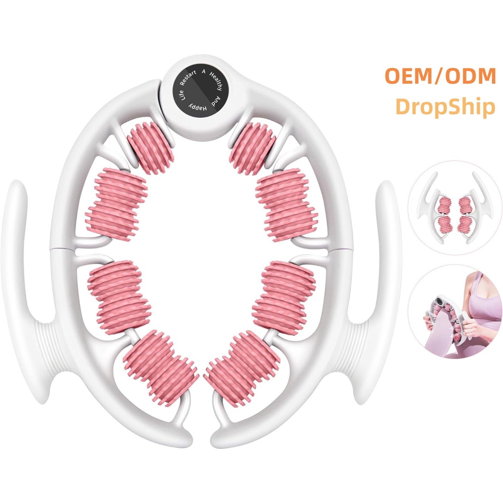 Pink 360 Degree Clamp Leg Roller Massager - Deep Tissue Relief for Thighs, Calves & Arms 3