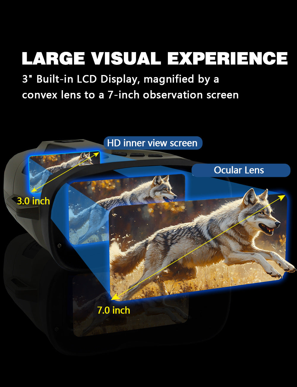 Black 4K Portable Digital Night Vision Binoculars - HD Photo & Video Infrared Scope 4