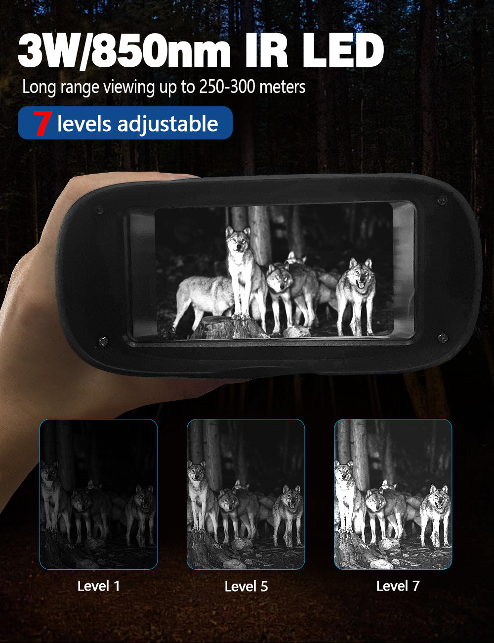 Grey 4K Portable Digital Night Vision Binoculars - HD Photo & Video Infrared Scope 5