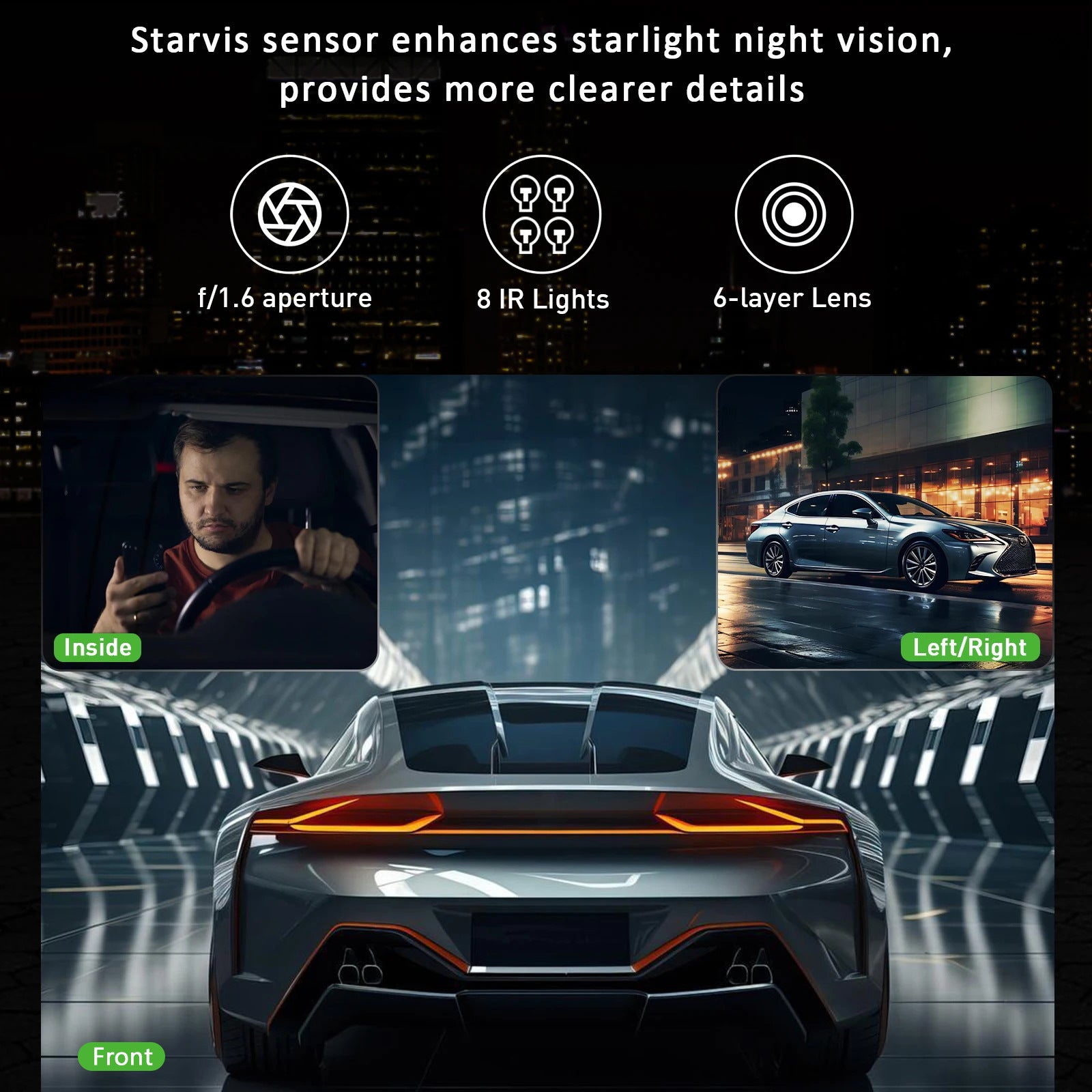 3-Inch HD 1080P Dash Cam - Front, Rear, and Left Recording, 19x12x8cm 4