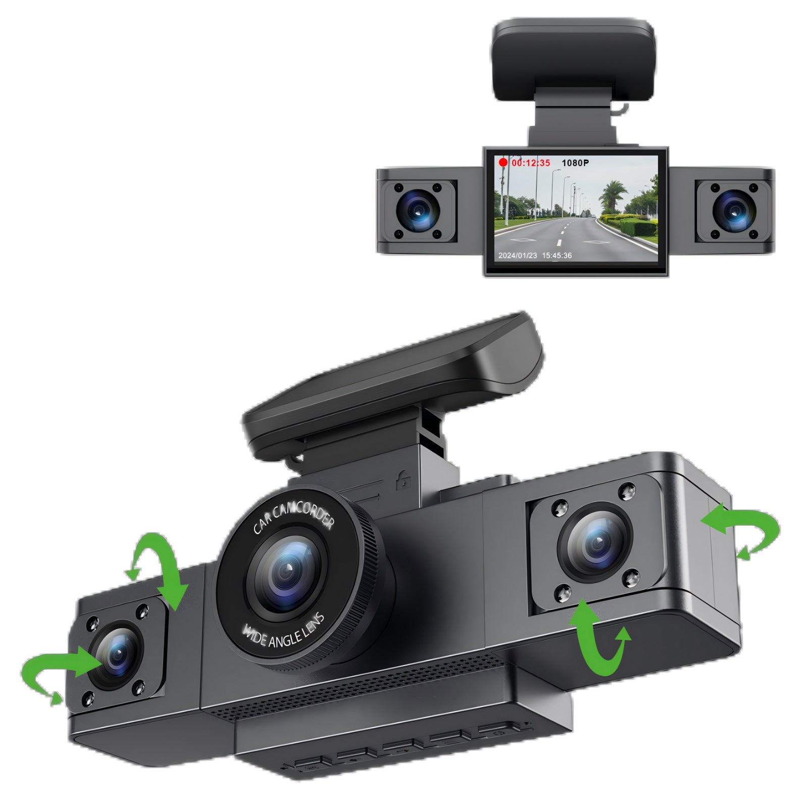 3-Inch HD 1080P Dash Cam - Front, Rear, and Left Recording, 19x12x8cm 5
