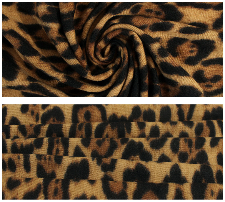 2-Piece Grey Leopard Elegant Faux Cashmere Shawl - Warm and Versatile 200 cm Long European-Style Scarf 3