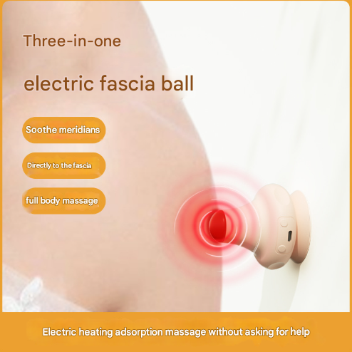 Black [Stone + Hot Compress] Silicone Fascial Massage Ball with Suction - Muscle Relaxation for Yoga and Therapy