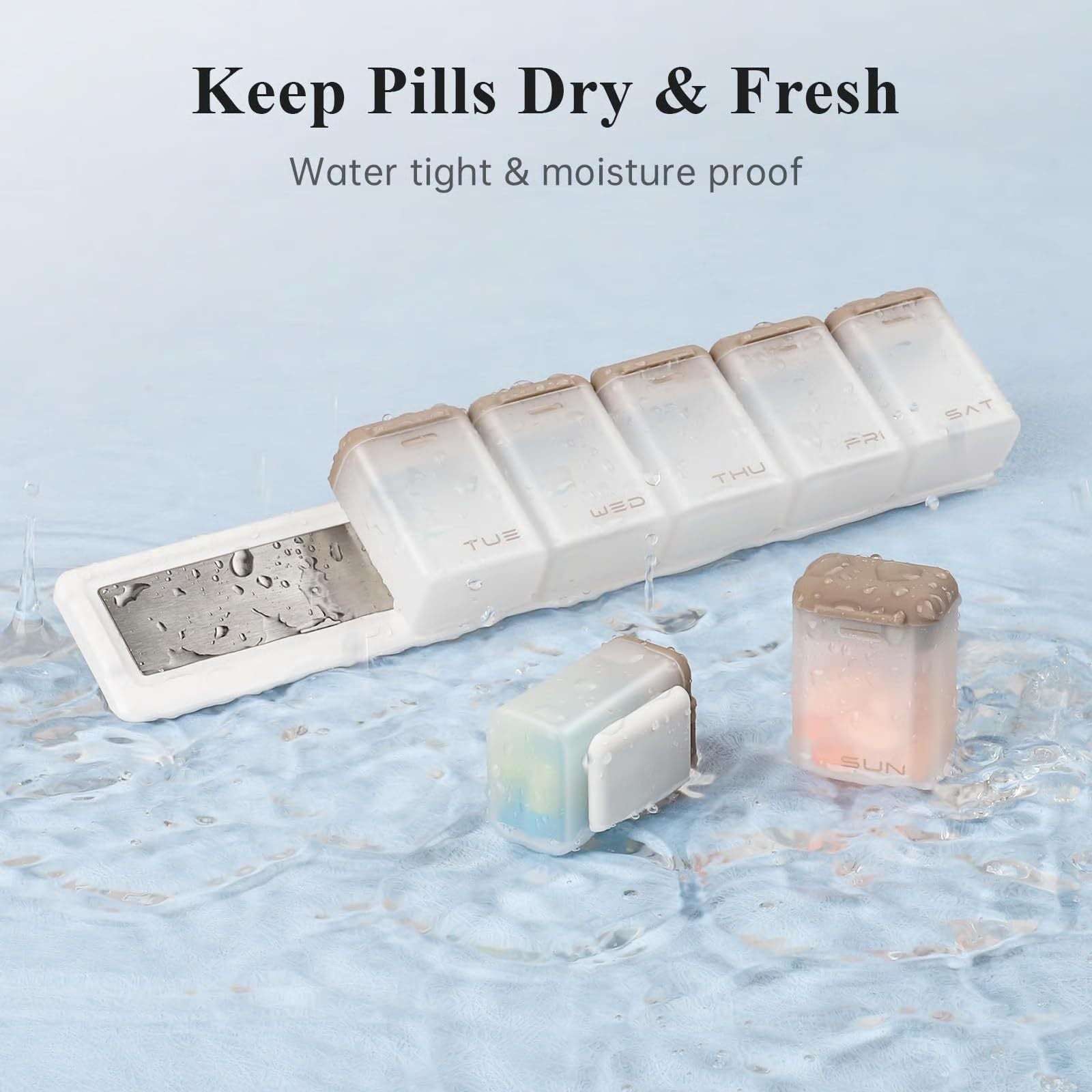 Black + Multicolor Cover Weekly Pill Organizer 1-Time-a-Day - Large Capacity Magnetic Closure Pill Box (246 x 49 x 23 mm) 3