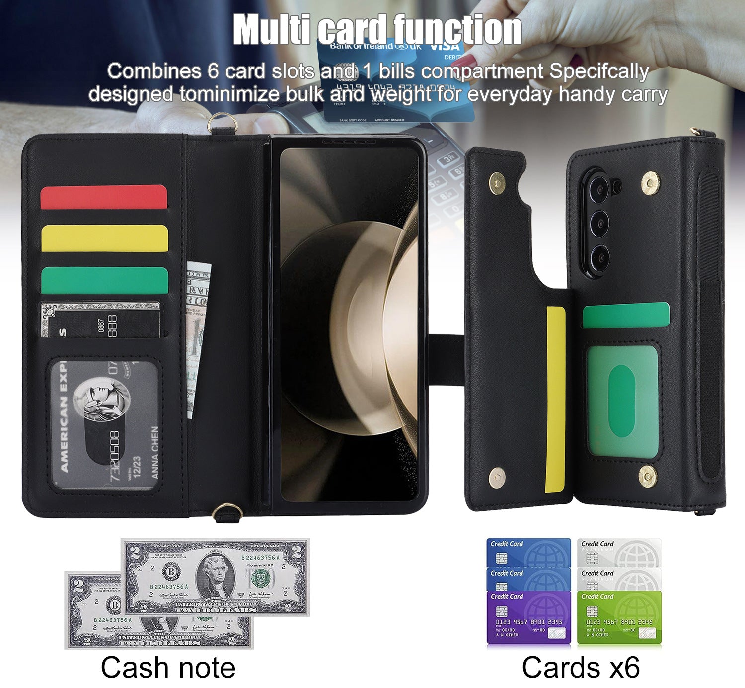 White Galaxy Z Fold3 Multi-Functional Leather Wallet Case for Samsung Z Fold Series - Crossbody with Pen Slot, Quilted Design Pen Not Included 5