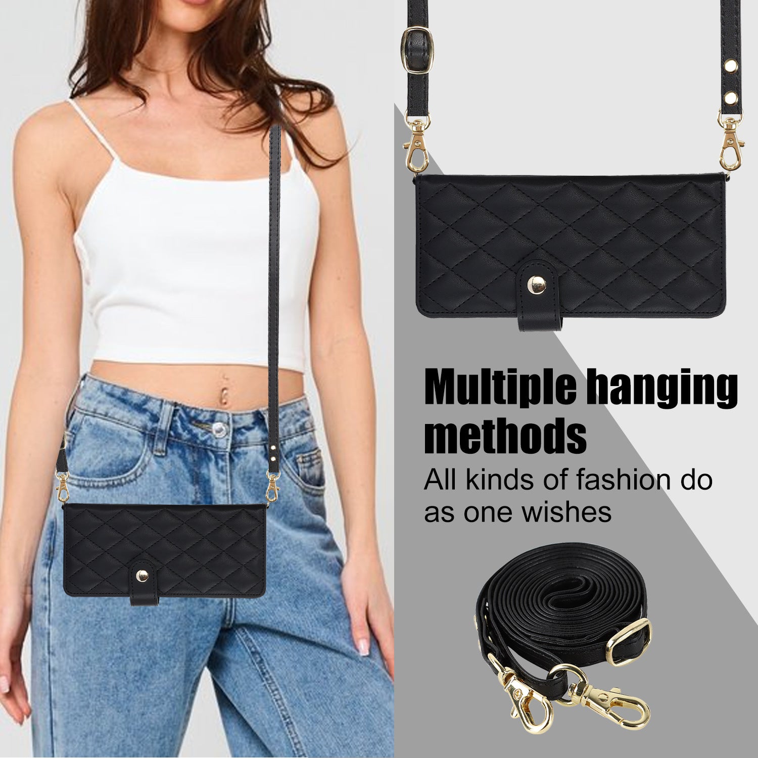 White Galaxy Z Fold4 Multi-Functional Leather Wallet Case for Samsung Z Fold Series - Crossbody with Pen Slot, Quilted Design Pen Not Included 7