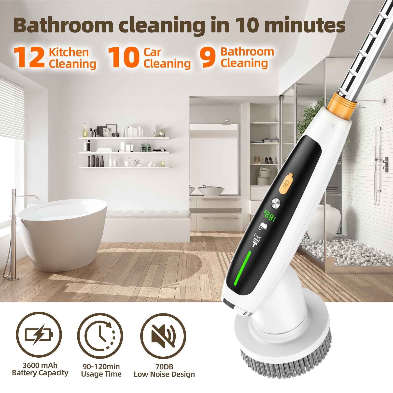 Simple Millet Style Powerful Torque Silent Extendable Smart-Sensing Electric Cleaning Brush 3