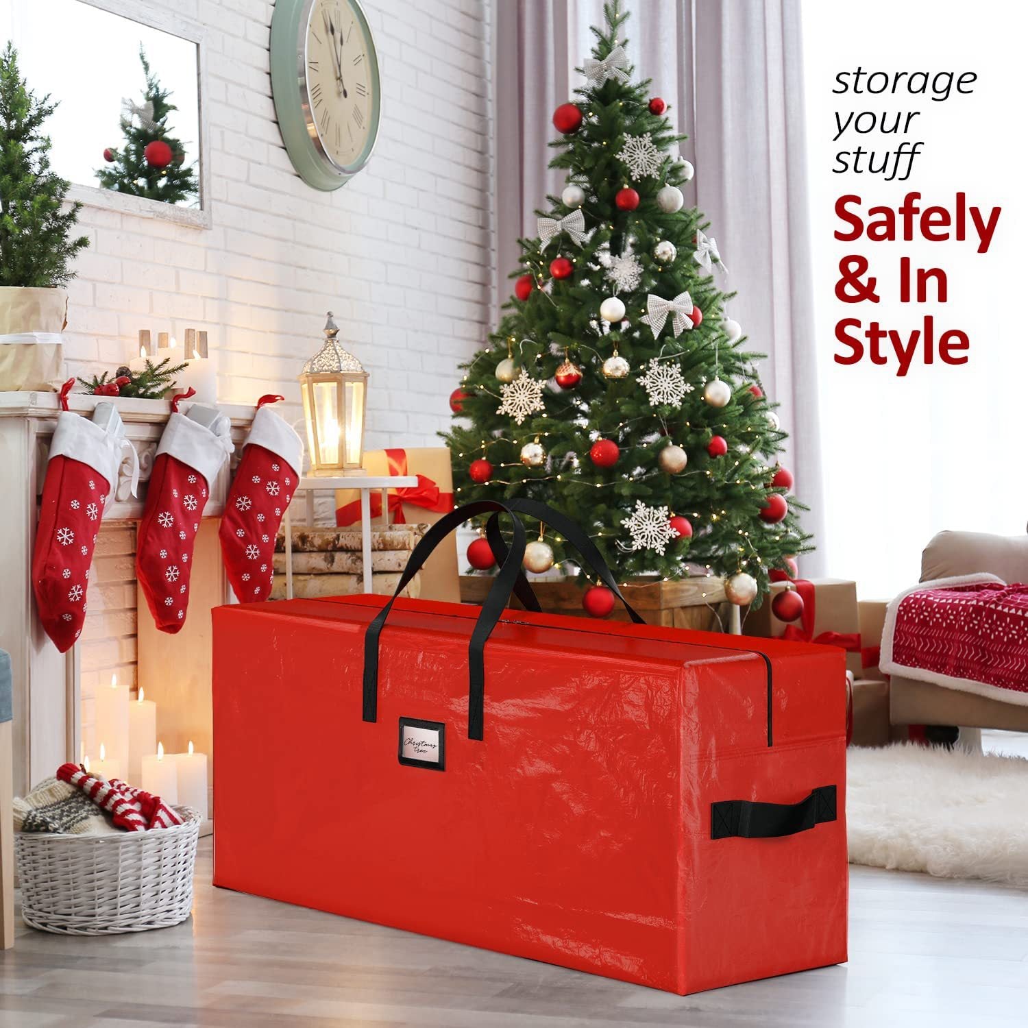 Red 165*38*76CM Durable Dustproof Christmas Tree Storage Bag