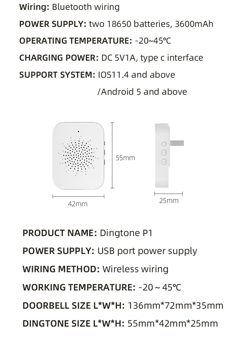 U9 Visual Doorbell HD Wireless Video Doorbell with Long-Lasting Battery 6