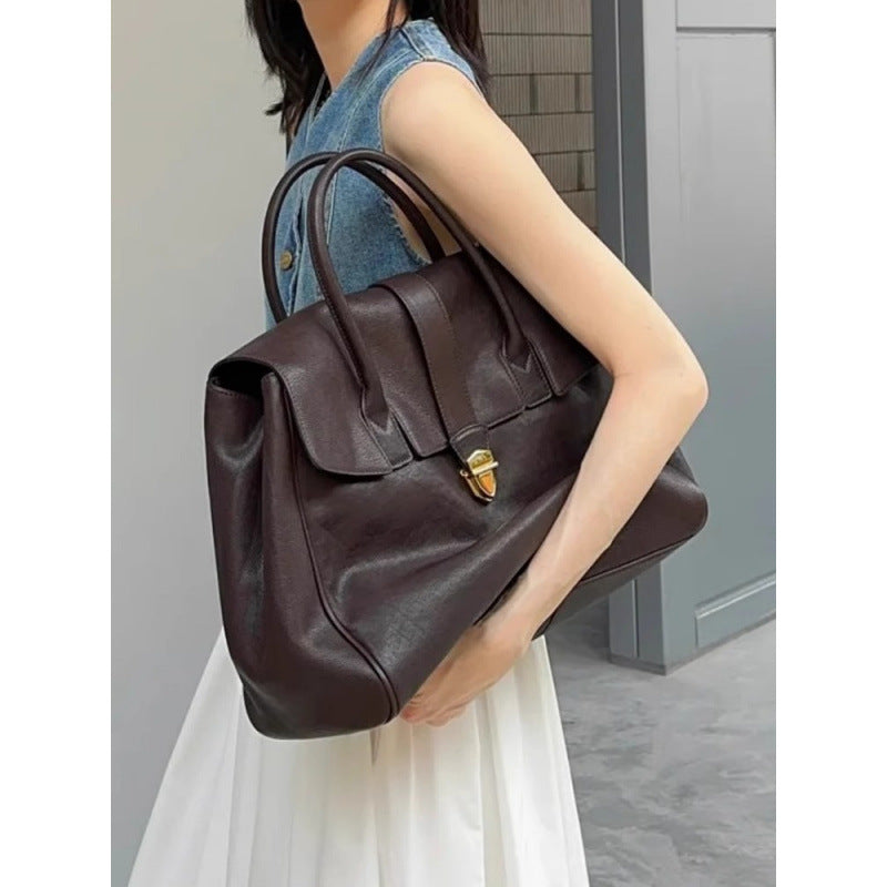 Coffee Brown Spacious Women's PU Leather Tote Bag with Laptop Compartment 3