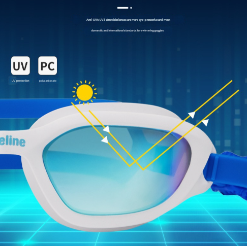 Blue-green Premium Full-View Anti-Fog Adult Swim Goggles with Transparent Case 3